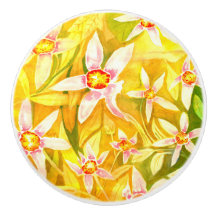 Beautiful Floral Watercolour Ceramic Door Knob