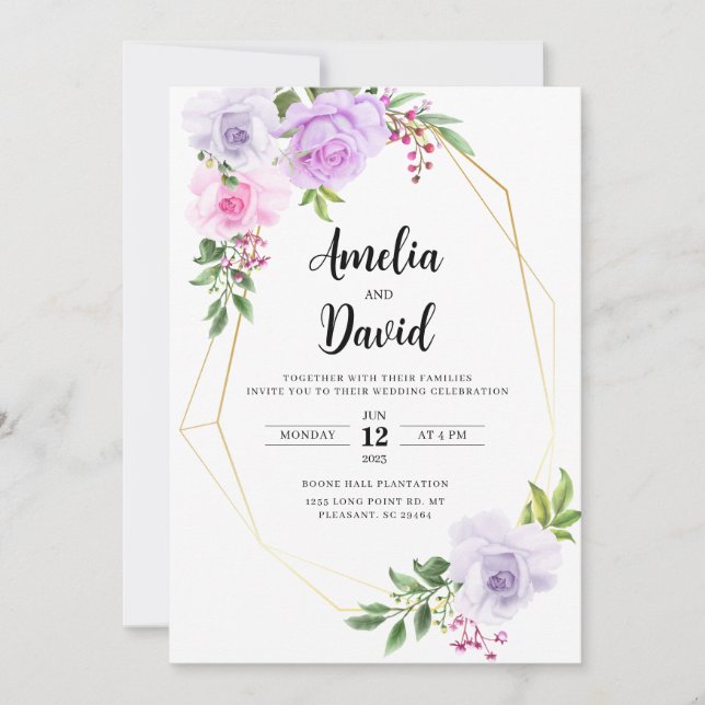 Beautiful Floral Wedding Invitation (Front)