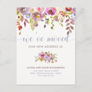 Beautiful Floral   We've Moved   Change of Address Announcement Postcard