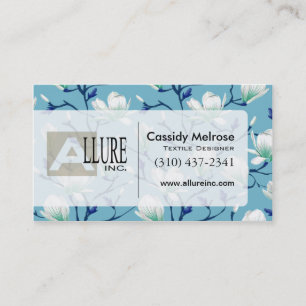 Beautiful Floral with Vines   blue Business Card