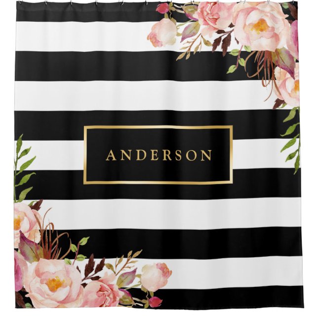 Beautiful Floral Wrap Gold Frame Elegant Stripes (Front)