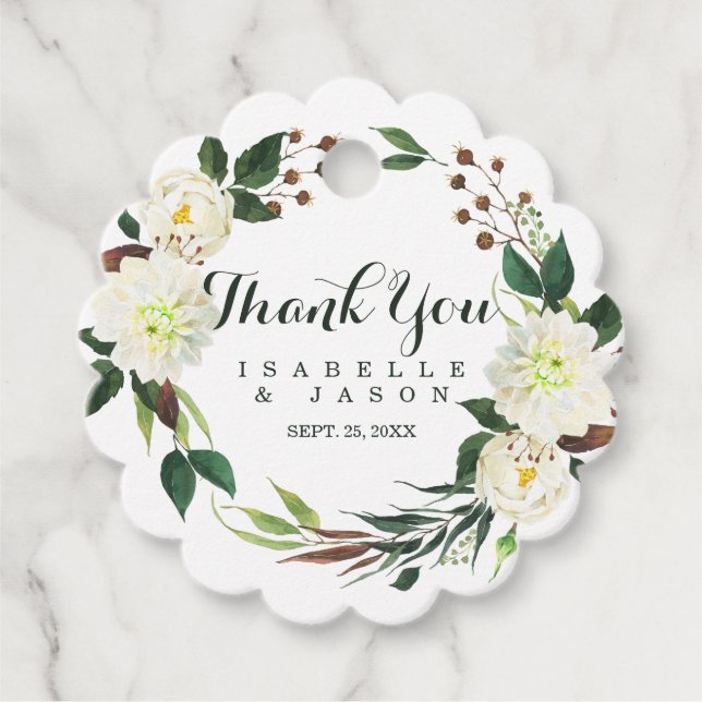 Beautiful Floral Wreath  Favour Tags (Front)
