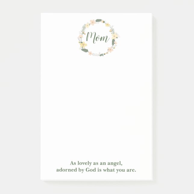 Beautiful Floral Wreath Mom Post-it Notes (Front)