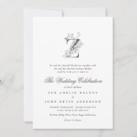 Beautiful Floral 'Z' Monogram Sketched Wedding