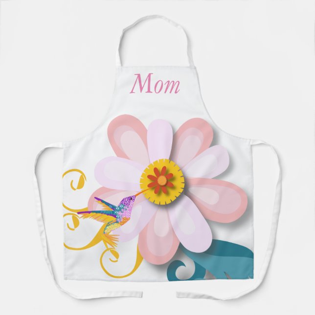 Beautiful flower and Humming bird Mother's Day Apron (Front)