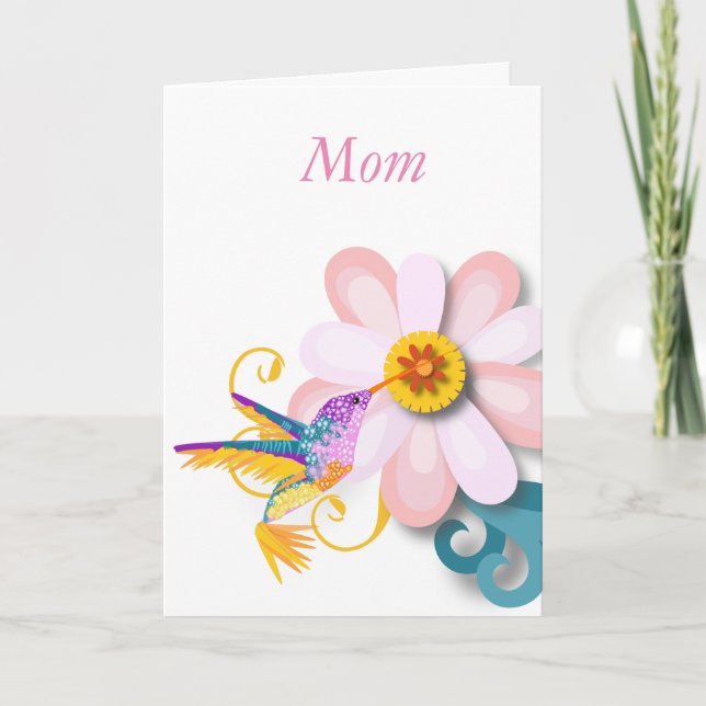 Beautiful flower and Humming bird Mother's Day Holiday Card (Front)