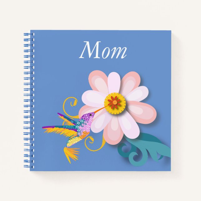 Beautiful flower and Humming bird Mother's Day Notebook (Front)