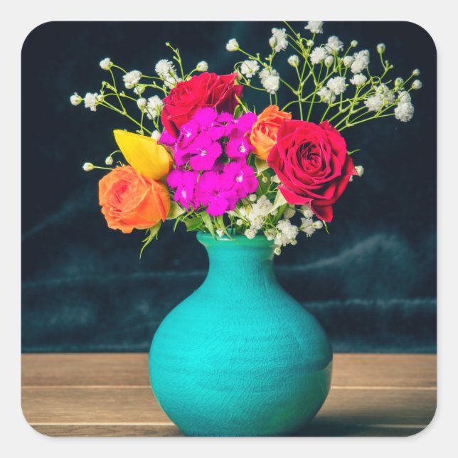 Beautiful Flower Arrangement Still Life Square Sticker (Front)