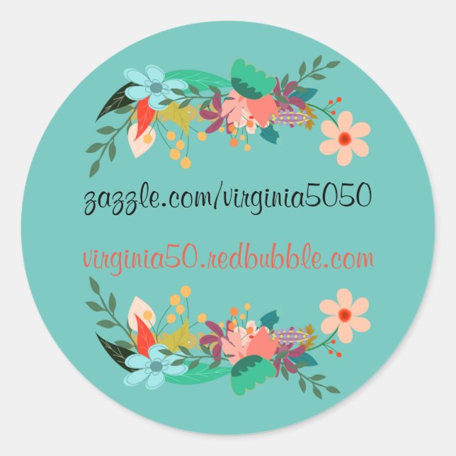 Beautiful Flower Border Template, Classic Round Sticker (Front)