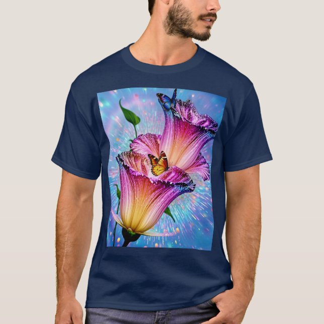 Beautiful Flower & Butterfly T-Shirt (Front)
