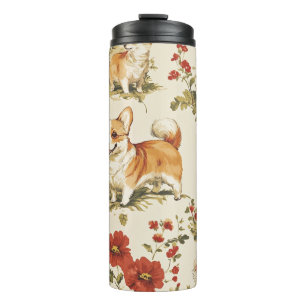 Beautiful Flower Christmas Corgi Dog Thermal Tumbler