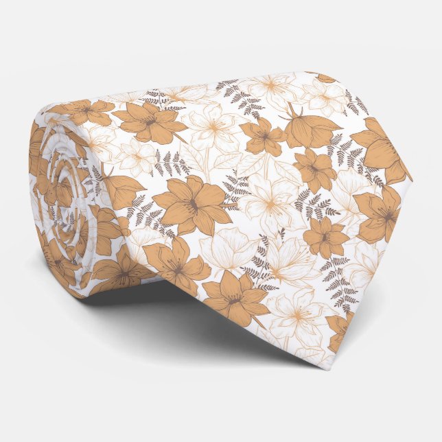 Beautiful Flower Garden Neck Tie (Rolled)