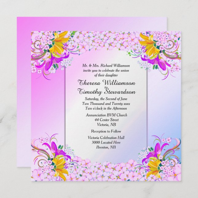 Beautiful Flower Garden Wedding Invitation (Front/Back)