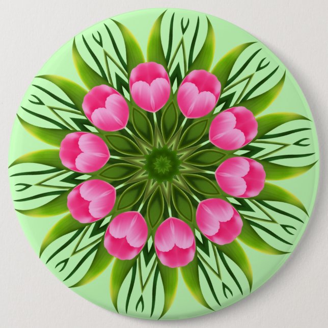 Beautiful Flower Mandala Design-79358 6 Inch Round Button (Front)
