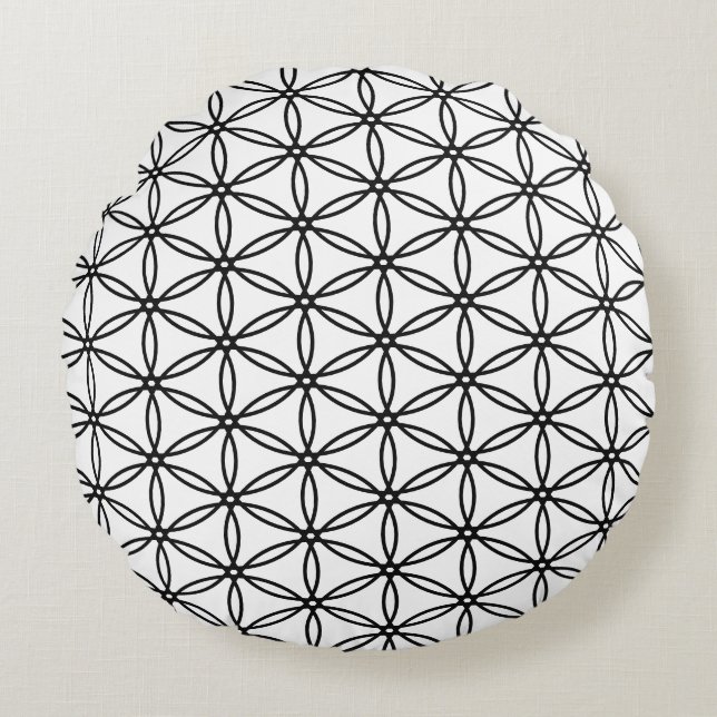 Beautiful Flower of Life Pattern Round Pillow (Front)