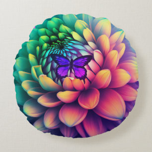 Beautiful flower round pillow