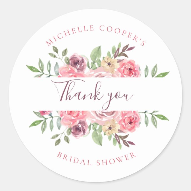 Beautiful flower Thank You Classic Round Sticker (Front)