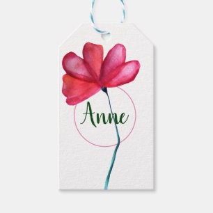 Beautiful Flower Watercolor Art Custom Gift Tag