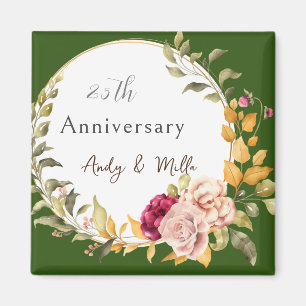 Beautiful Flower Wreath Green Wedding Anniversary  Magnet