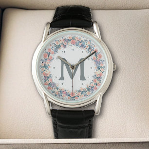 Beautiful Flower Wreath Watercolor Botanical Peach Watch