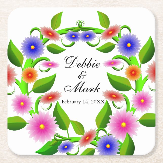 Beautiful Flowers 2 Wedding_GC  Paper Coaster (Front)