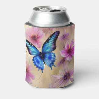 Beautiful Flowers and Butterfly  Can Cooler