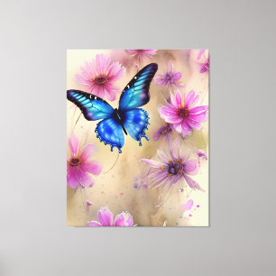 Beautiful Flowers and Butterfly  Canvas Print