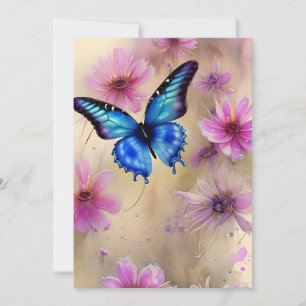 Beautiful Flowers and Butterfly  Holiday Card
