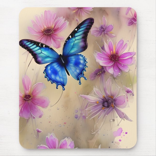Beautiful Flowers and Butterfly  Mouse Pad (Front)