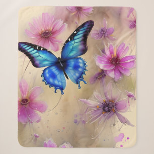 Beautiful Flowers and Butterfly  Sherpa Blanket