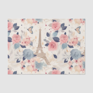 Beautiful Flowers and Eiffel Tower Paris Tissue Paper