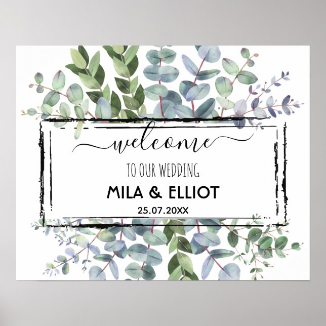 Beautiful flowers and eucalyptus poster (Front)