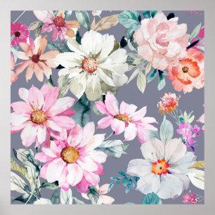 Beautiful flowers and leaves paintedart,flower,abs poster