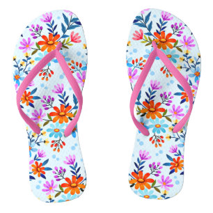 Beautiful Flowers And Leaves Pattern Flip Flops