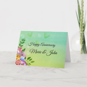 Beautiful Flowers Anniversary - Blank Note Card