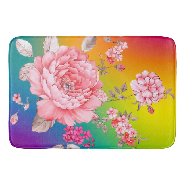Beautiful flowers bath mat (Front)