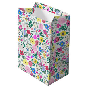 Beautiful Flowers Botanical Watercolor Painting Medium Gift Bag