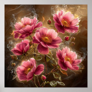 Beautiful flowers bright pink poster