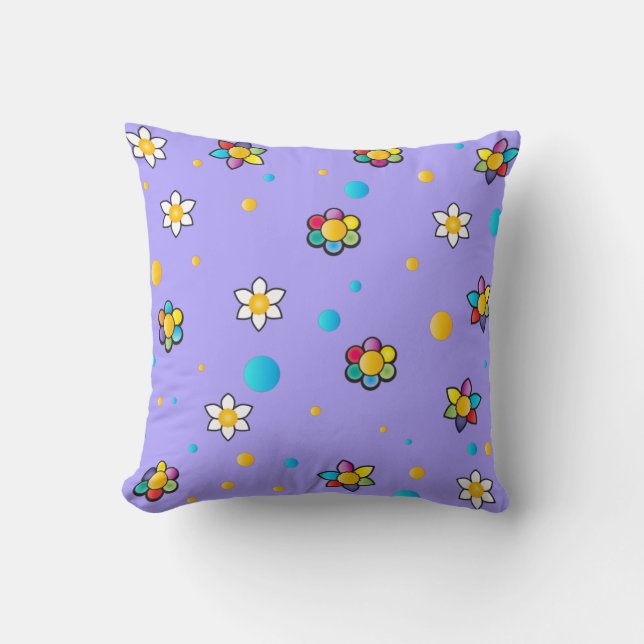 Beautiful flowers cute pattern for Kids Room Throw Pillow (Front)