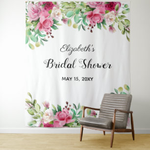 Beautiful Flowers Elegant Bridal Shower Backdrop Tapestry