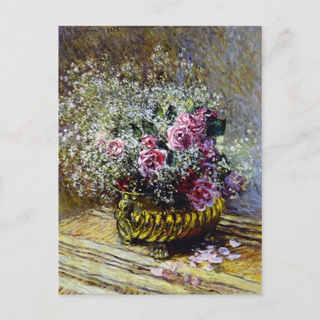 Beautiful Flowers in a Gold Pot Postcard (Front)