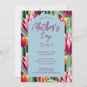 Beautiful Flowers Mother’s Day Brunch Blue Invitation