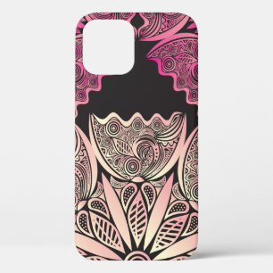Beautiful flowers nature pattern background Vintag iPhone 12 Case