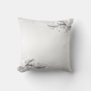 Beautiful flowers on light silver grey throw pillow