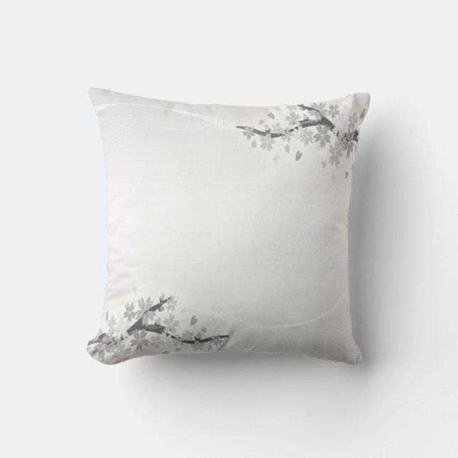 Beautiful flowers on light silver grey throw pillow (Front)