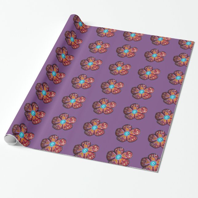 Beautiful Flowers Pat Wrapping Paper, 30 in x 6 ft Wrapping Paper (Unrolled)
