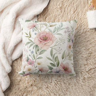 Beautiful Flowers Pattern Throw Pillow