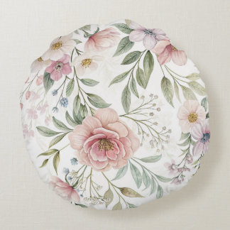 Beautiful Flowers Pink Patterns Round Pillow