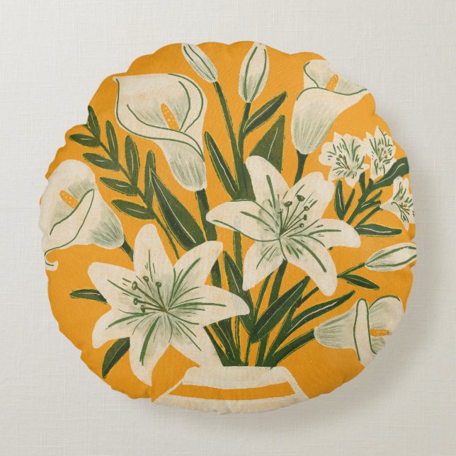 Beautiful Flowers Round Pillow (Front)