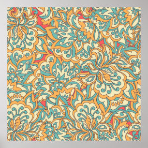 beautiful flowers seamless pattern. floral vintage poster